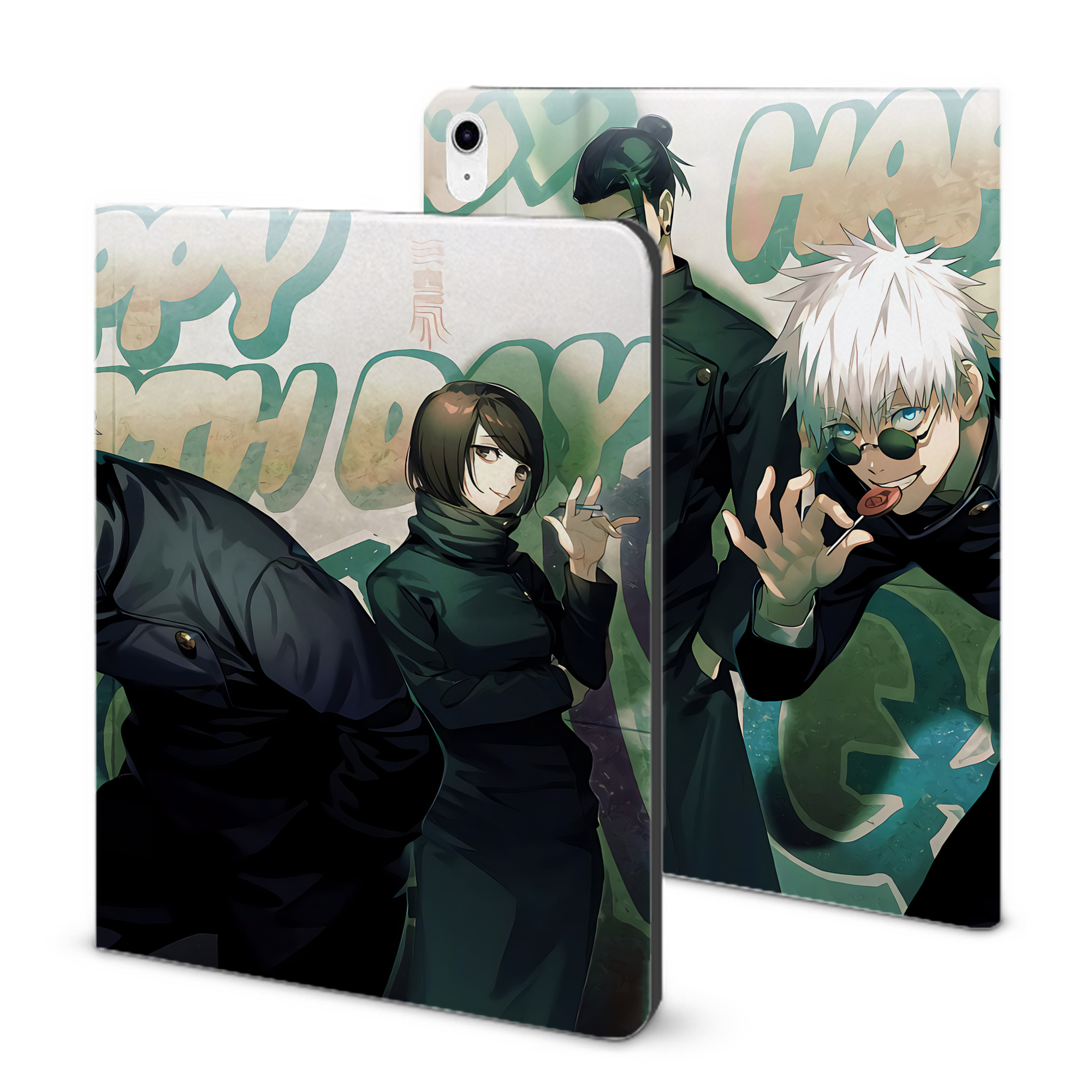（画像用） 呪術廻戦 Jujutsu Kaisen IPad ケース ブック型 PUレザー TPU 耐衝撃 軽量 薄型 ペン収納なし 全面保護 IPad 各モデル対応